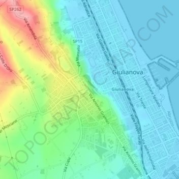 Topografische Karte Belvedere, Höhe, Relief