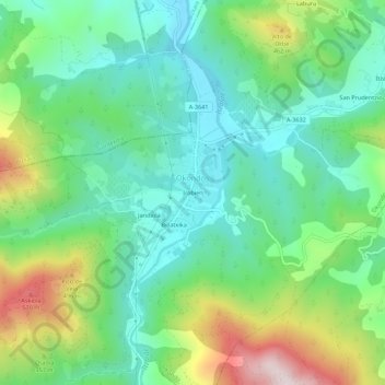 Topografische Karte Irabien, Höhe, Relief