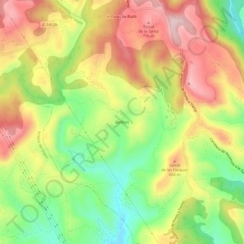 Topografische Karte Bellfort, Höhe, Relief