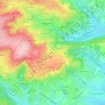 Topografische Karte Chalencey, Höhe, Relief
