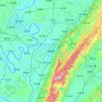 Topografische Karte 华蓥市, Höhe, Relief