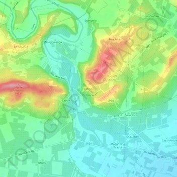 Topografische Karte Valbusa, Höhe, Relief
