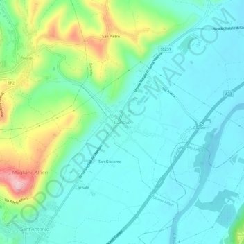 Topografische Karte Canove, Höhe, Relief