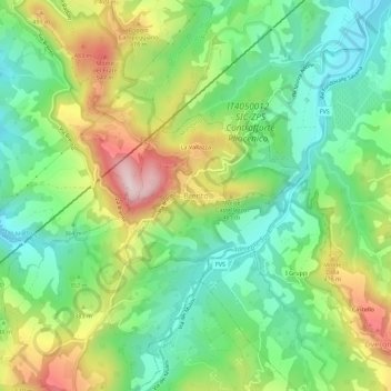 Topografische Karte Brento, Höhe, Relief