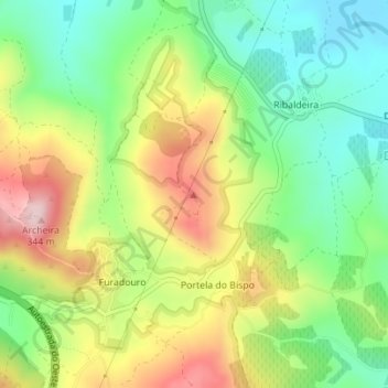 Topografische Karte Ribaldeira, Höhe, Relief