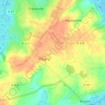 Topografische Karte Le Haisnay, Höhe, Relief