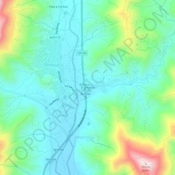 Topografische Karte Is Erriolus, Höhe, Relief