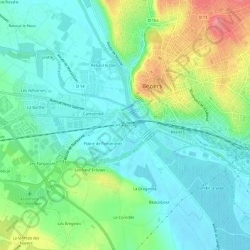 Topografische Karte Le Faubourg, Höhe, Relief