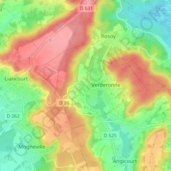 Topografische Karte Corincourt, Höhe, Relief