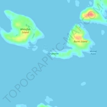 Topografische Karte Crowsnest, Höhe, Relief