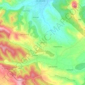 Topografische Karte Gabrieis, Höhe, Relief
