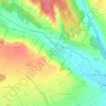Topografische Karte Kleinmutschen, Höhe, Relief