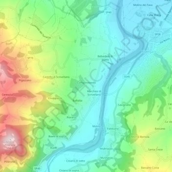 Topografische Karte Camporotondo, Höhe, Relief