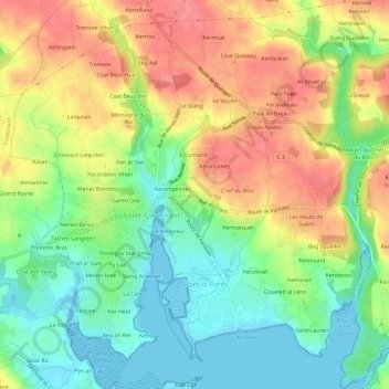 Topografische Karte Le Cranic, Höhe, Relief
