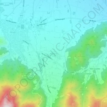 Topografische Karte Rivoira, Höhe, Relief