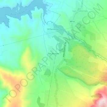 Topografische Karte Dos Arroyos, Höhe, Relief