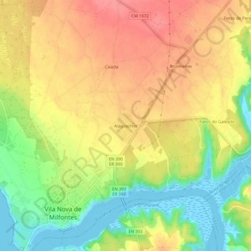 Topografische Karte Alagoachos, Höhe, Relief