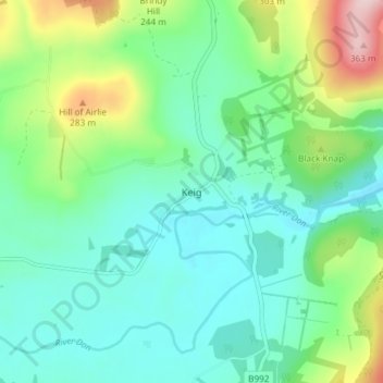 Topografische Karte Keig, Höhe, Relief