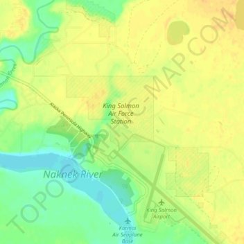 Topografische Karte King Salmon, Höhe, Relief