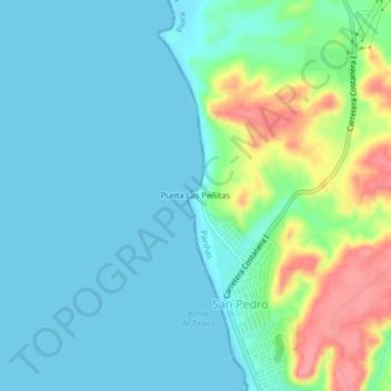 Topografische Karte Punta Las Peñitas, Höhe, Relief
