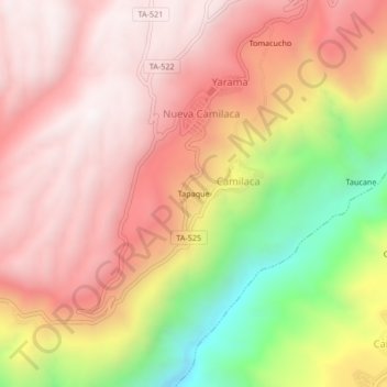 Topografische Karte Tapaque, Höhe, Relief