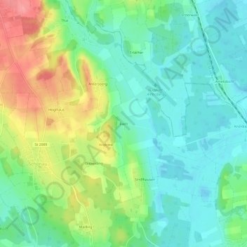 Topografische Karte Bach, Höhe, Relief