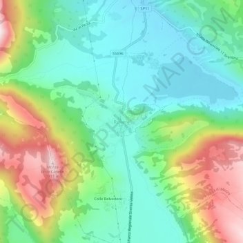 Topografische Karte Rovere, Höhe, Relief