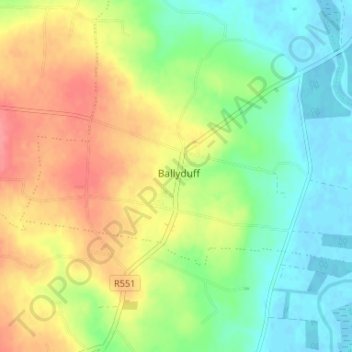Topografische Karte Ballyduff, Höhe, Relief