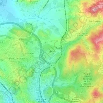 Topografische Karte Telhal, Höhe, Relief