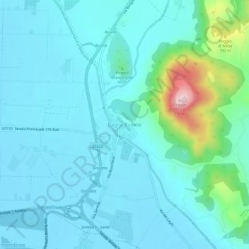 Topografische Karte Bagno Roselle, Höhe, Relief