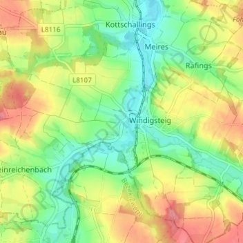Topografische Karte Markl, Höhe, Relief