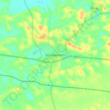 Topografische Karte Sri Dungargarh, Höhe, Relief