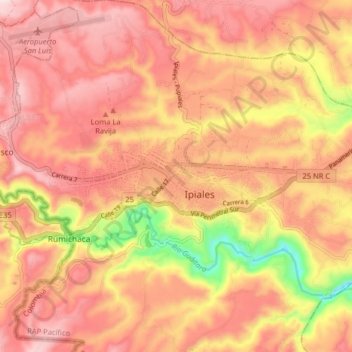 Topografische Karte Ipiales, Höhe, Relief