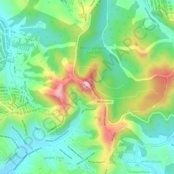 Topografische Karte Morro do Cruzeiro, Höhe, Relief