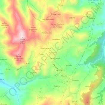 Topografische Karte Rosano, Höhe, Relief