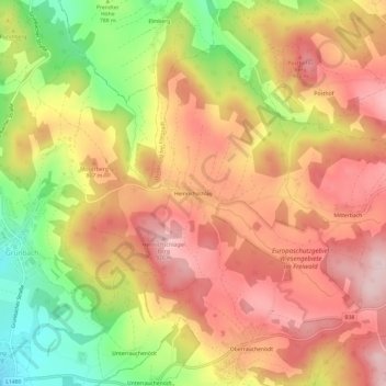 Topografische Karte Heinrichschlag, Höhe, Relief