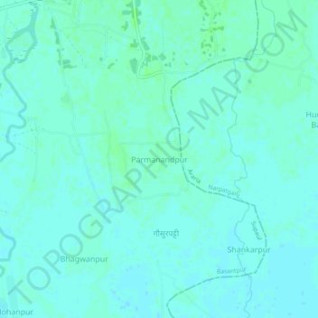 Topografische Karte Parmanandpur, Höhe, Relief