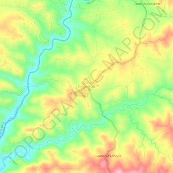 Topografische Karte Cegonhas, Höhe, Relief