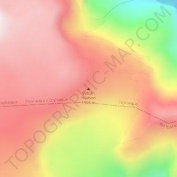 Topografische Karte Volcán Hudson, Höhe, Relief