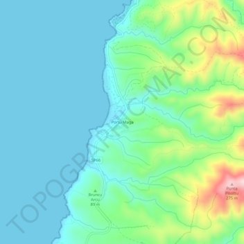 Topografische Karte Portu Maga, Höhe, Relief