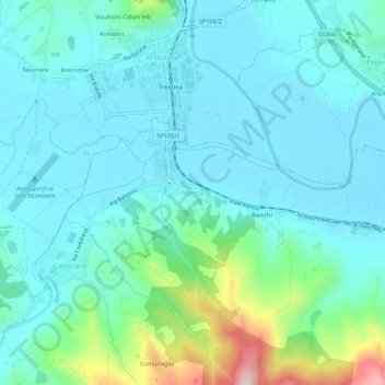 Topografische Karte Verna, Höhe, Relief