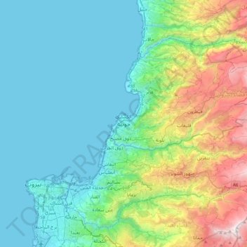 Topografische Karte Jounieh, Höhe, Relief