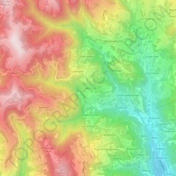 Topografische Karte Vanzi, Höhe, Relief