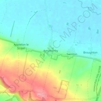 Topografische Karte Amotherby, Höhe, Relief