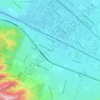 Topografische Karte Hillgrove, Höhe, Relief