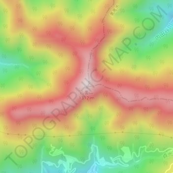 Topografische Karte Mount Yatsura, Höhe, Relief