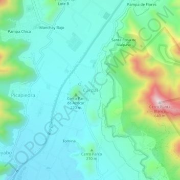 Topografische Karte Cardal, Höhe, Relief