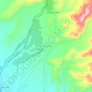 Topografische Karte Buena Vista, Höhe, Relief
