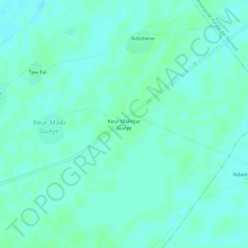Topografische Karte Keur Makhtar Gueye, Höhe, Relief