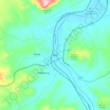 Topografische Karte York, Höhe, Relief